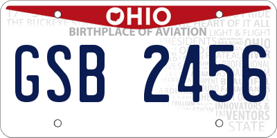 OH license plate GSB2456