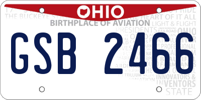 OH license plate GSB2466