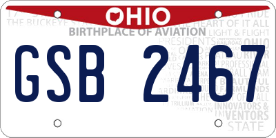 OH license plate GSB2467