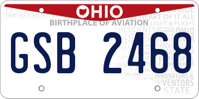 OH license plate GSB2468