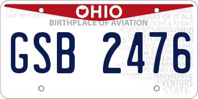 OH license plate GSB2476