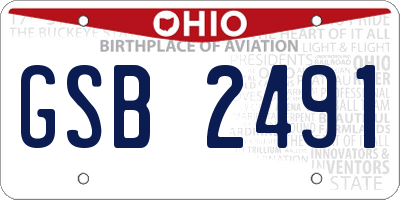 OH license plate GSB2491