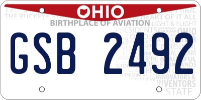 OH license plate GSB2492