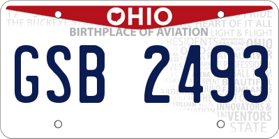 OH license plate GSB2493