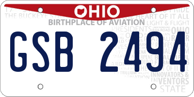 OH license plate GSB2494