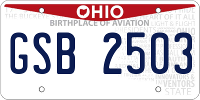 OH license plate GSB2503