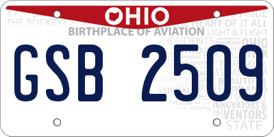 OH license plate GSB2509