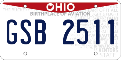 OH license plate GSB2511