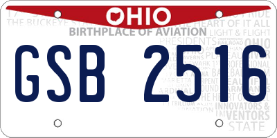 OH license plate GSB2516
