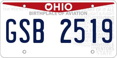 OH license plate GSB2519