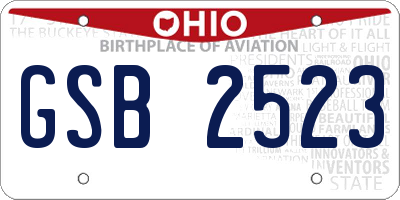 OH license plate GSB2523