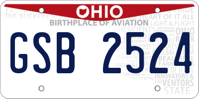 OH license plate GSB2524