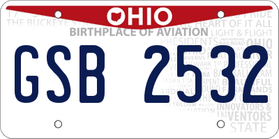 OH license plate GSB2532