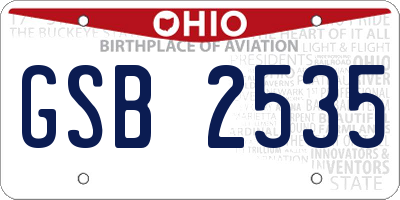 OH license plate GSB2535