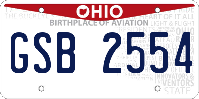 OH license plate GSB2554