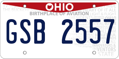 OH license plate GSB2557