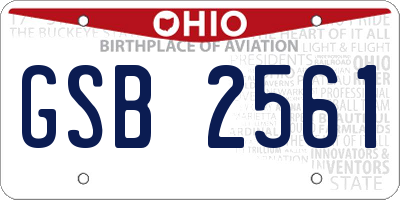 OH license plate GSB2561