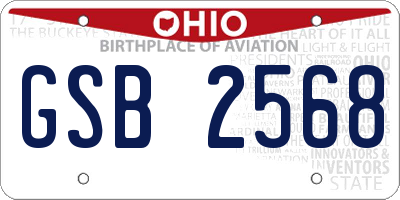 OH license plate GSB2568