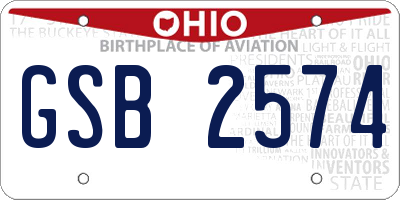 OH license plate GSB2574