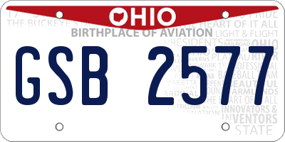 OH license plate GSB2577