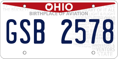 OH license plate GSB2578