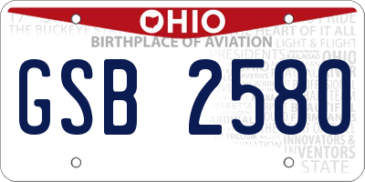 OH license plate GSB2580