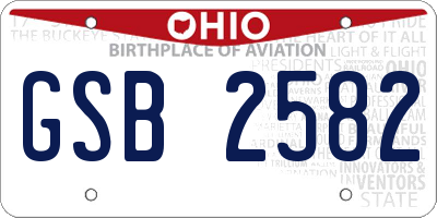 OH license plate GSB2582