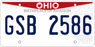 OH license plate GSB2586