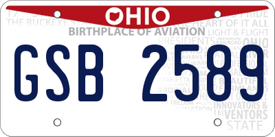 OH license plate GSB2589