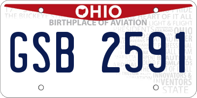 OH license plate GSB2591