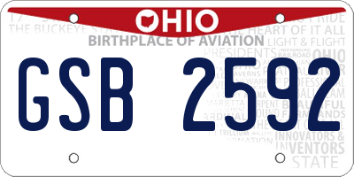 OH license plate GSB2592
