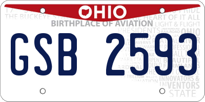 OH license plate GSB2593