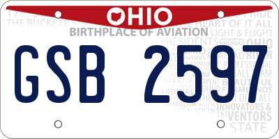 OH license plate GSB2597