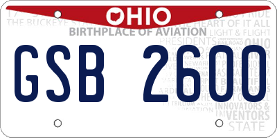 OH license plate GSB2600
