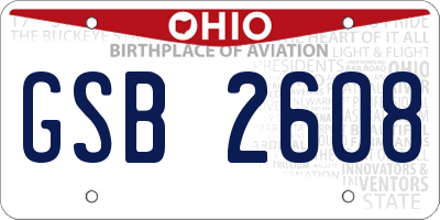 OH license plate GSB2608