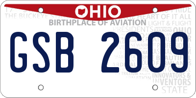 OH license plate GSB2609
