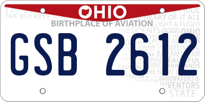 OH license plate GSB2612