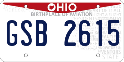OH license plate GSB2615