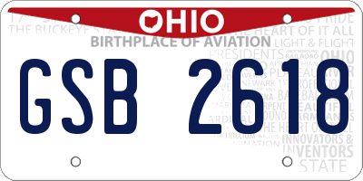 OH license plate GSB2618
