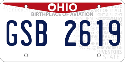 OH license plate GSB2619