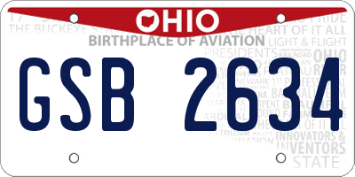 OH license plate GSB2634