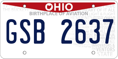 OH license plate GSB2637