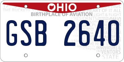OH license plate GSB2640