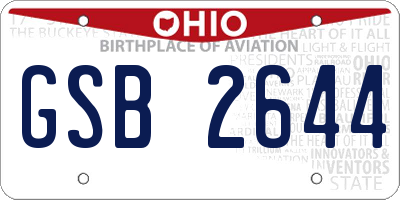 OH license plate GSB2644