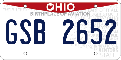 OH license plate GSB2652