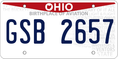 OH license plate GSB2657
