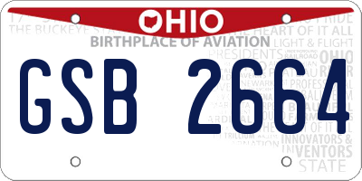 OH license plate GSB2664