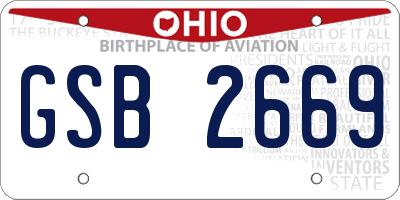 OH license plate GSB2669