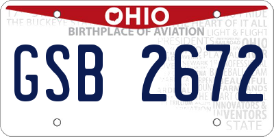 OH license plate GSB2672