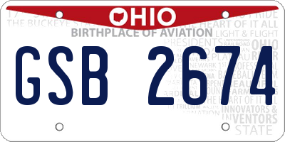 OH license plate GSB2674